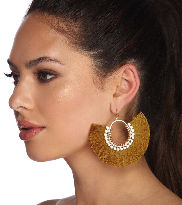 Mustard fringe earrings shop
