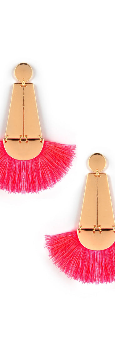 Vibrant Geometric Tassel Earrings for 2022 festival outfits, festival dress, outfits for raves, concert outfits, and/or club outfits