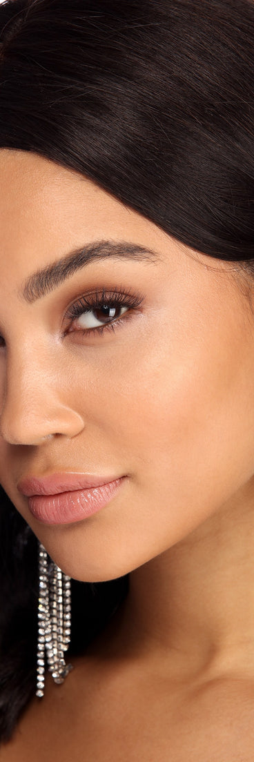 Glam Rhinestone Fringe Duster Earrings for 2022 festival outfits, festival dress, outfits for raves, concert outfits, and/or club outfits