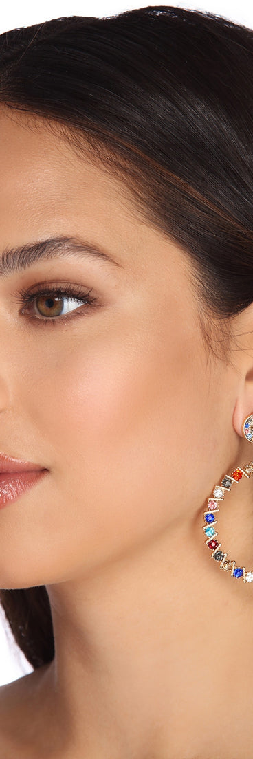 Glass Mosaic Gemstone Hoop Earrings for 2022 festival outfits, festival dress, outfits for raves, concert outfits, and/or club outfits