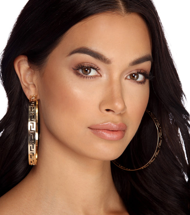 Greek Key Cut Out Earrings for 2022 festival outfits, festival dress, outfits for raves, concert outfits, and/or club outfits