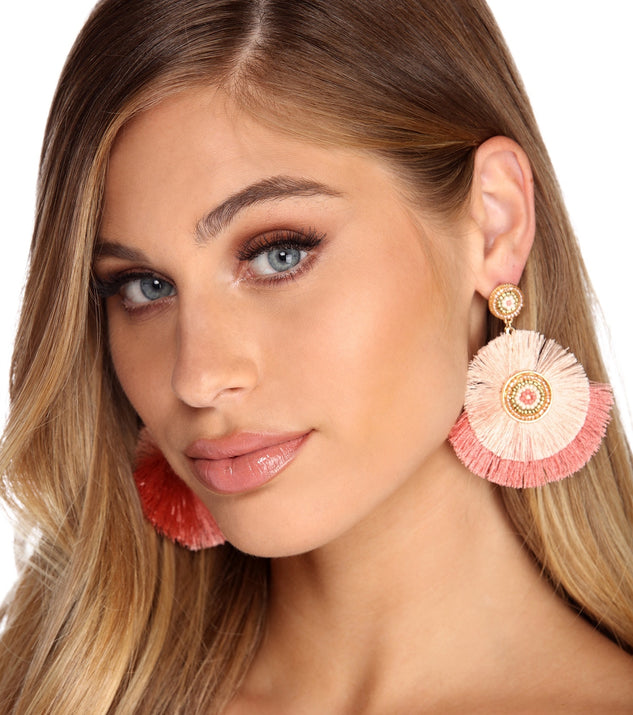 Two-Tone Tassel Fan Earrings for 2022 festival outfits, festival dress, outfits for raves, concert outfits, and/or club outfits