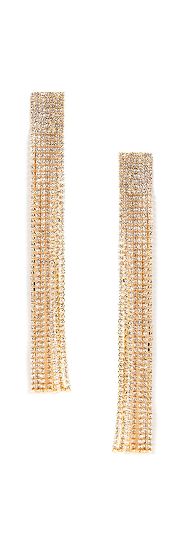 Long Rhinestone Fringe Earrings