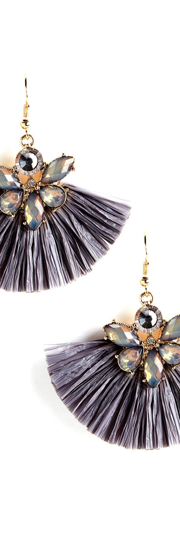 Gemstone Fan Fringe Earrings for 2022 festival outfits, festival dress, outfits for raves, concert outfits, and/or club outfits