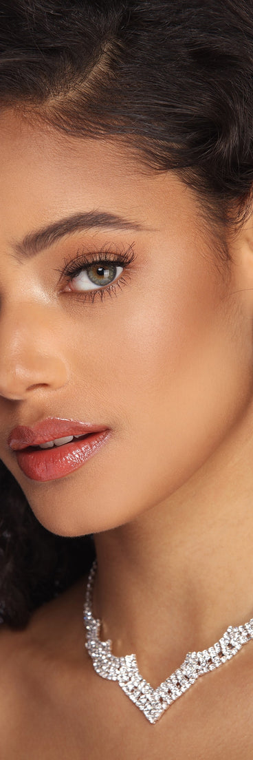 Scalloped Rhinestone Necklace & Earrings