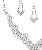 Scalloped Rhinestone Necklace & Earrings