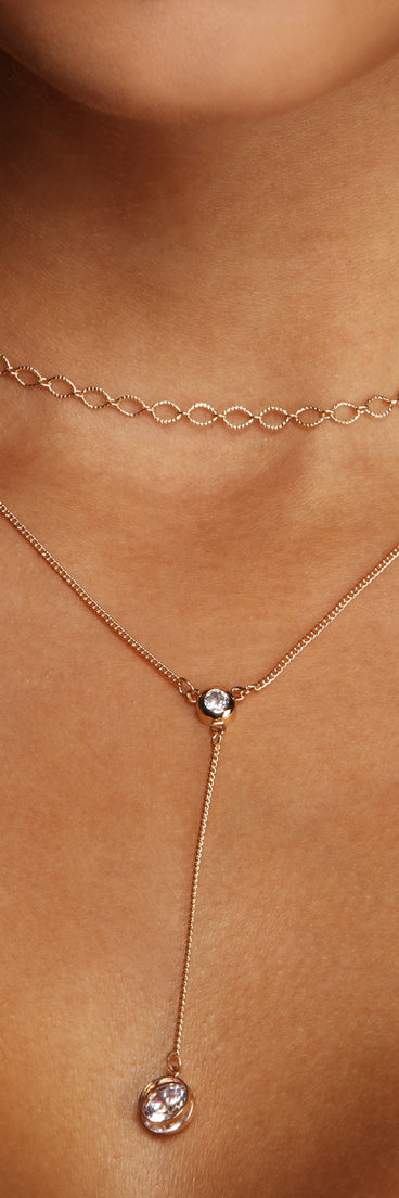 Layered In Lariat Rhinestone Necklace Set for 2022 festival outfits, festival dress, outfits for raves, concert outfits, and/or club outfits