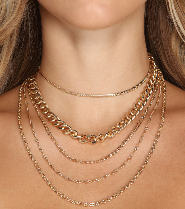 With Chain Gang Necklace Set as your homecoming jewelry or accessories, your 2023 Homecoming dress look will be fire!