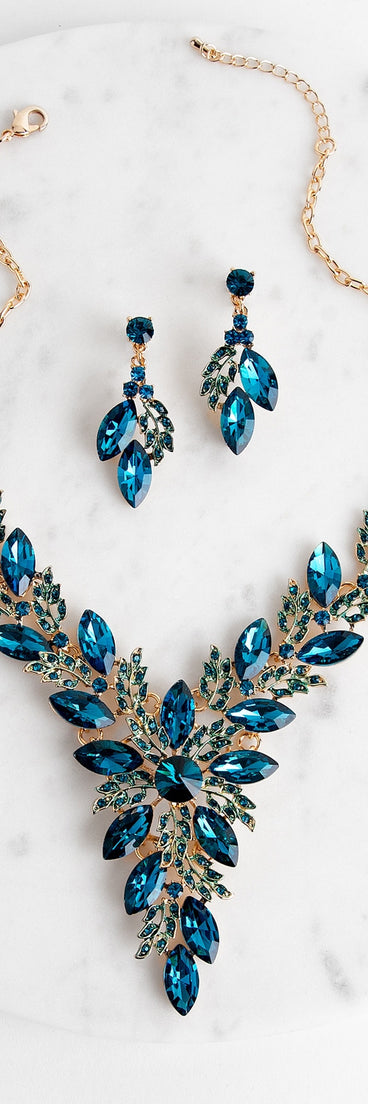 Gemstone Statement Necklace And Earring Set