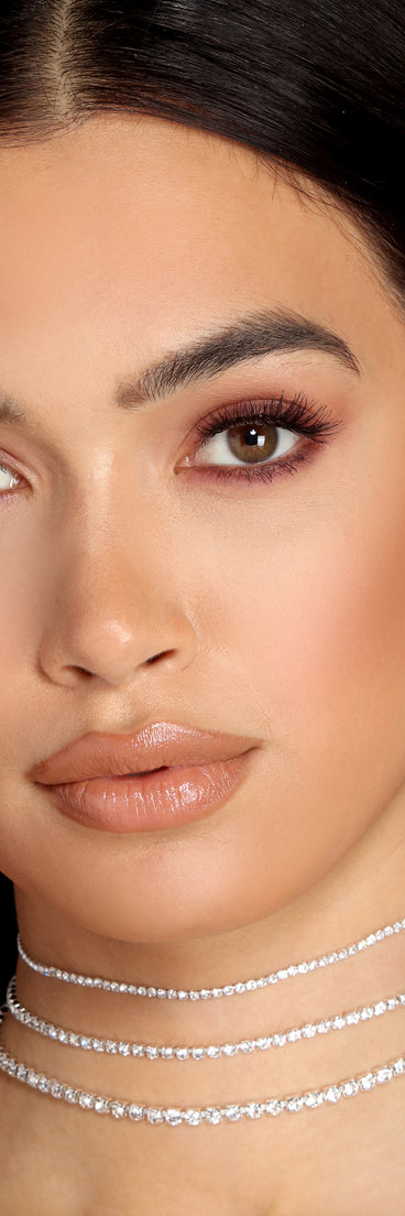 Three On Card Rhinestone Choker Set