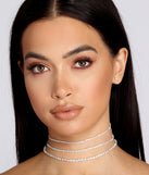 Three On Card Rhinestone Choker Set