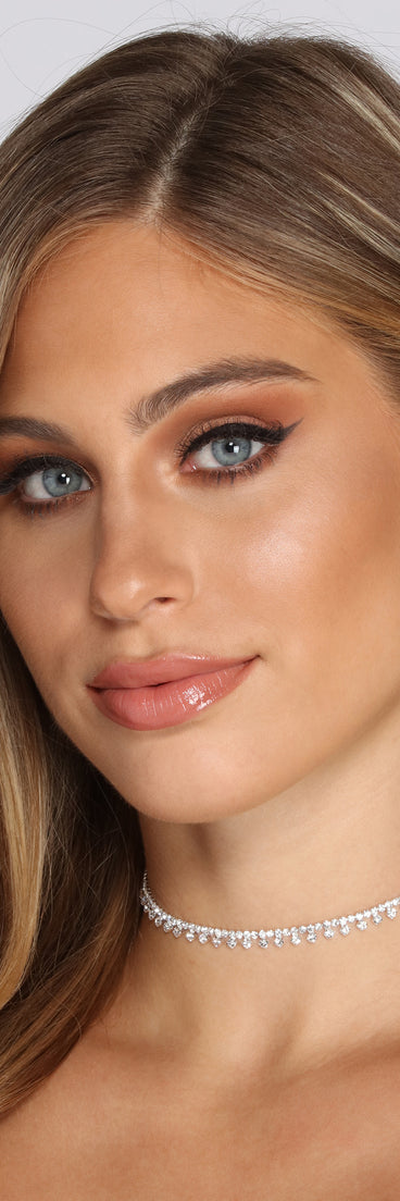 Rhinestone Drop Choker And Studs Set