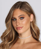 Rhinestone Drop Choker And Studs Set