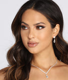 A Drop Of Glam Silver Earrings and Necklace Set from Windsor
