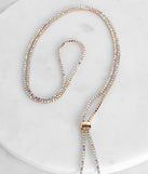 Iridescent Rhinestone Lariat Necklace