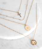 Cross And Coin Pendant Necklace for 2022 festival outfits, festival dress, outfits for raves, concert outfits, and/or club outfits
