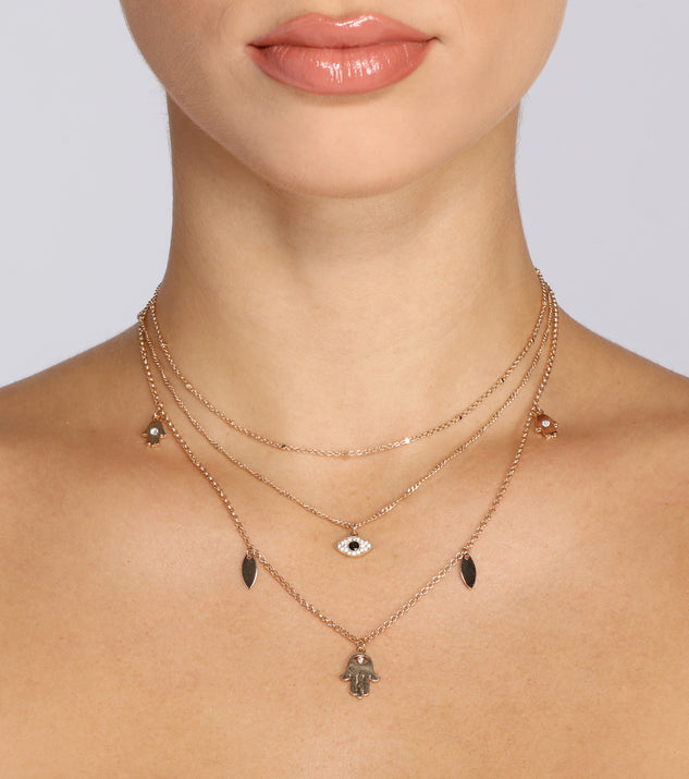 Third Eye Cubic Zirconia Layered Necklace is a trendy pick to create 2023 festival outfits, festival dresses, outfits for concerts or raves, and complete your best party outfits!