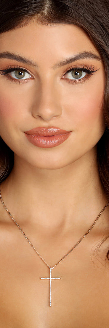 Dainty Rhinestone Cross Pendant Necklace for 2022 festival outfits, festival dress, outfits for raves, concert outfits, and/or club outfits