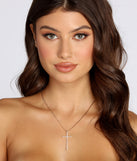 Dainty Rhinestone Cross Pendant Necklace for 2022 festival outfits, festival dress, outfits for raves, concert outfits, and/or club outfits