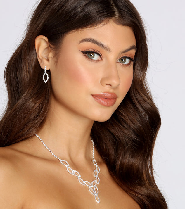 Rhinestone Leafy Necklace Set for 2022 festival outfits, festival dress, outfits for raves, concert outfits, and/or club outfits