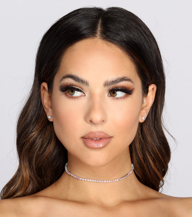 Iridescent Rhinestone Choker Set
