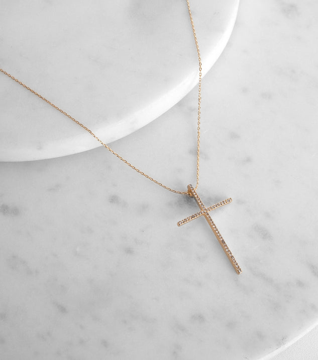 Rhinestone Cross Charm Necklace | SHEIN USA