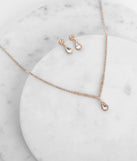 Drop Stone Dainty Rhinestone Necklace Set