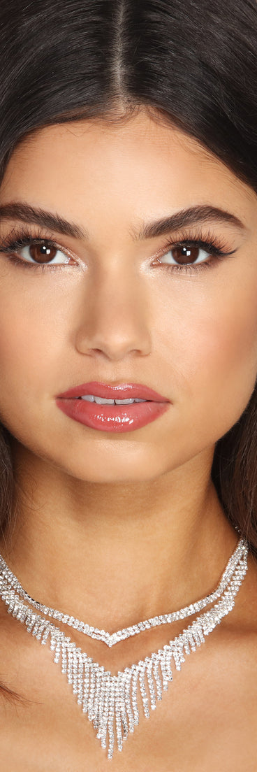 Regal In Rhinestones Fringe Necklace Set