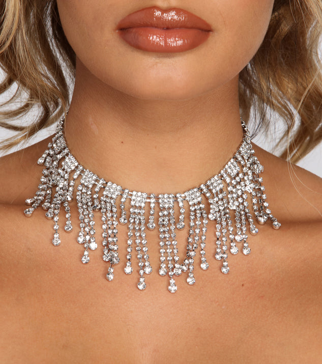 Boho Glam Rhinestone Fringe Choker Necklace
