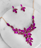 Floral Gemstone Statement Necklace Set