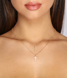 Double Cross Pendant Cubic Zirconia Necklace for 2022 festival outfits, festival dress, outfits for raves, concert outfits, and/or club outfits