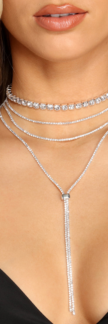 Feeling So Fine Rhinestone Lariat Necklace Set