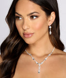 Stunning Rhinestone Teardrop Lariat Necklace Set