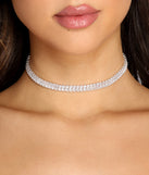 Cubic Zirconia Baguette Choker Necklace is a stunning choice for a bridesmaid dress or maid of honor dress, and to feel beautiful at Homecoming 2023, fall or winter weddings, formals, & military balls!