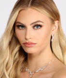 Unstoppable Shine Rhinestone Leaf Necklace + Earring Set for 2022 festival outfits, festival dress, outfits for raves, concert outfits, and/or club outfits