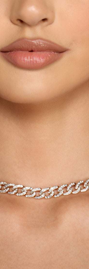 Like A Boss Rhinestone Chain Necklace