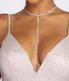 Let's Get Wavy Rhinestone Lariat Choker Necklace