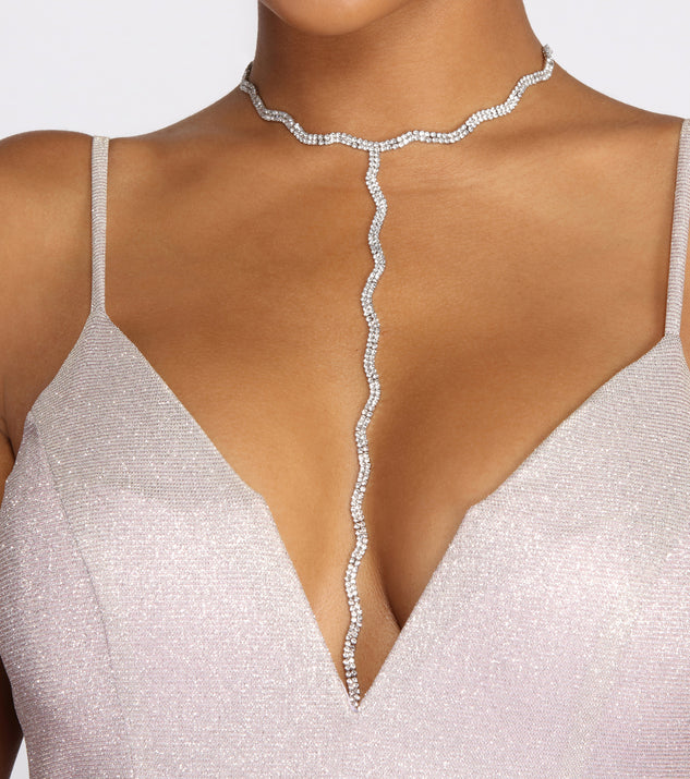 Let's Get Wavy Rhinestone Lariat Choker Necklace