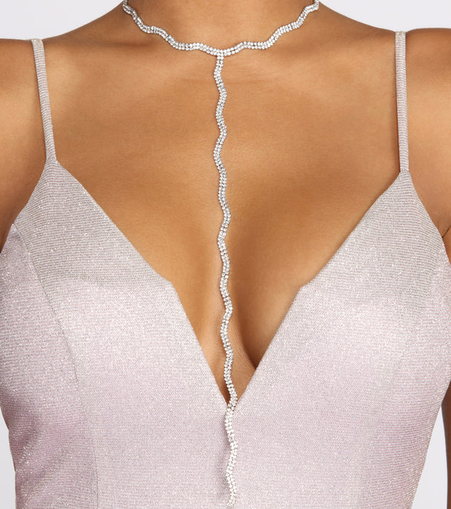 ◇HYERES LOR◇ [by IER] Silver (W) sequin necklace BH7N40710 Let's Get Wavy Rhinestone Lariat Choker Necklace | Windsor