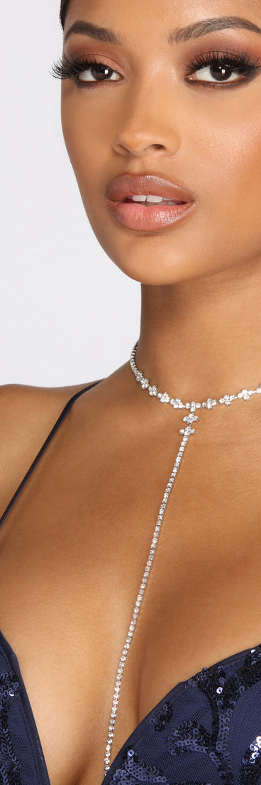 Divine Mini Cross Lariat Necklace + Stud Set