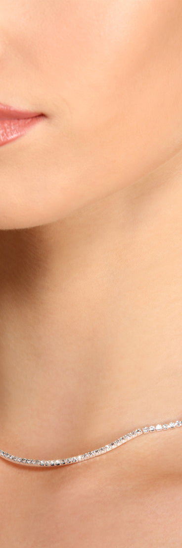 Make It Dainty Silver Rhinestone Necklace + Earring Set