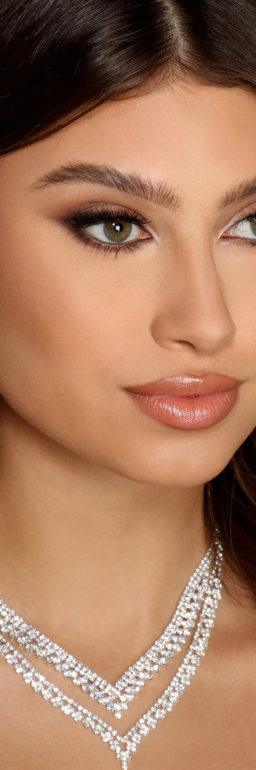 Feel The Love Rhinestone Necklace + Earring Set