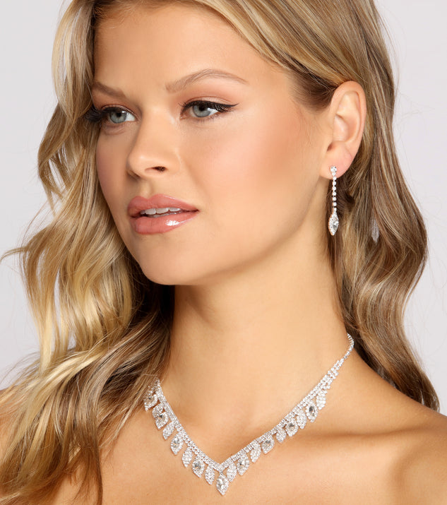 Pic-Perfect Rhinestone Necklace + Earring Set