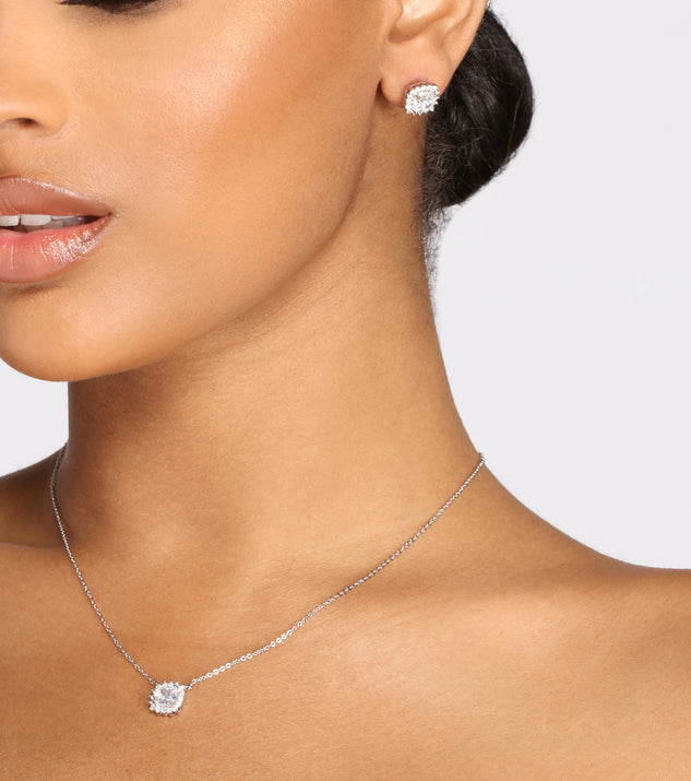 A Twinkling Touch Cubic Zirconia Necklace + Earring Set