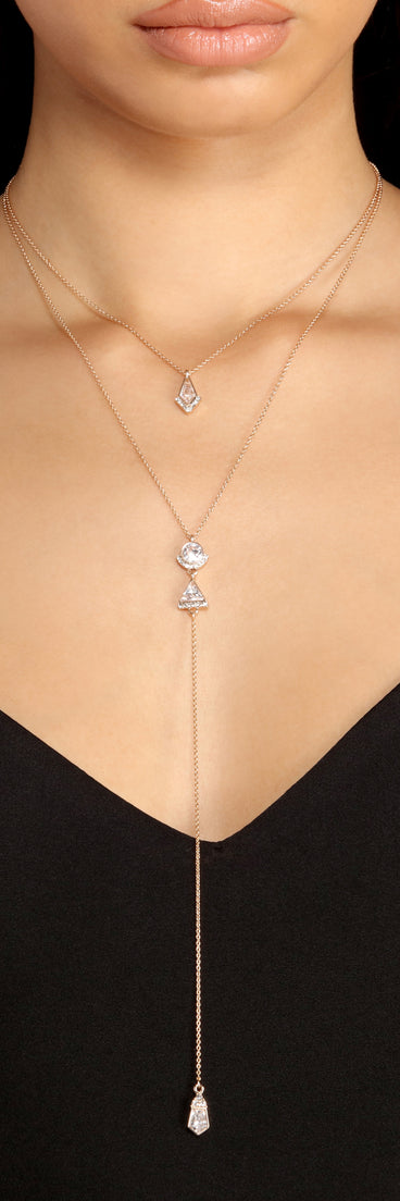 Lost In The Sparkle Geometric Rhinestone Lariat Necklace