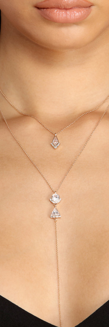 Lost In The Sparkle Geometric Rhinestone Lariat Necklace