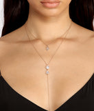 Lost In The Sparkle Geometric Rhinestone Lariat Necklace