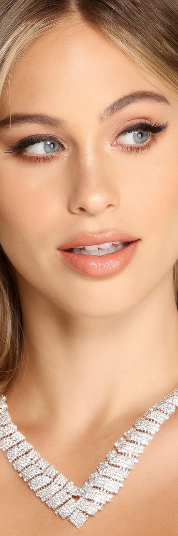 Bling It On Rhinestone Statement Necklace And Earring Set