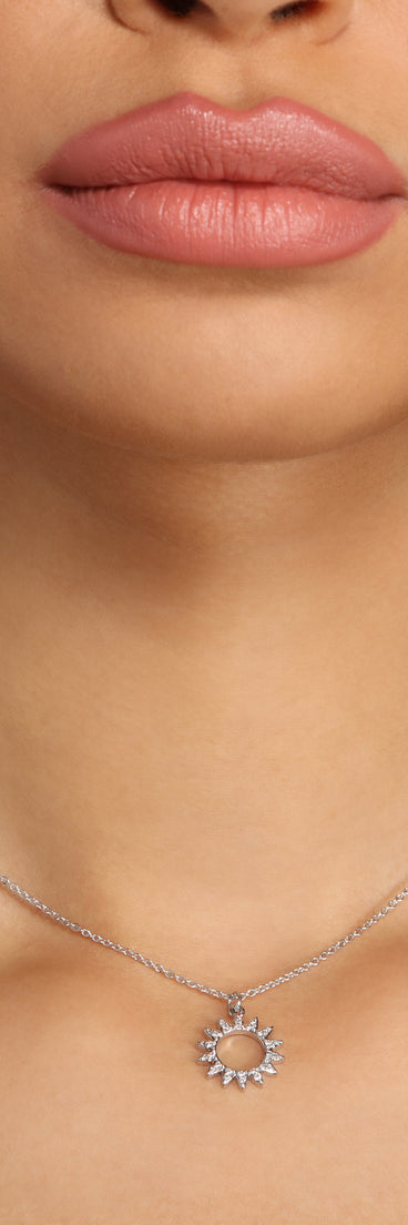 Let The Sun Shine Through Dainty Silver Necklace is a stunning choice for a bridesmaid dress or maid of honor dress, and to feel beautiful at Homecoming 2023, fall or winter weddings, formals, & military balls!