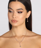Romantic Moments Dainty Leaf Lariat Necklace + Earring Set